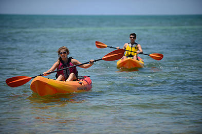 Paddlers in rental kayaks in Marathon Florida Keys